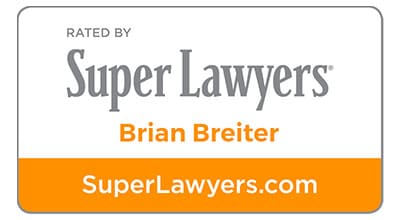 A super lawyers logo with the name of brian breiter.